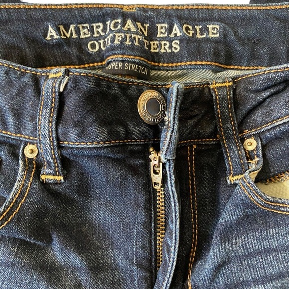 American Eagle Super Stretch Womens Skinny Jeans Size 2 Distressed Embroidered - Picture 13 of 13